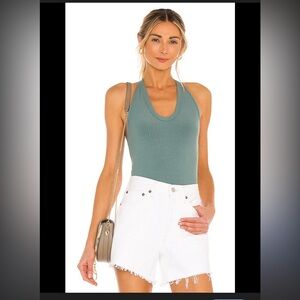 Free People Intimately Body Suit Medium Green Ribbed Tank Layer Boho Beach